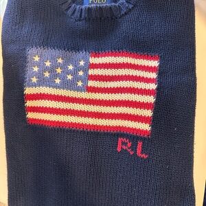 Ralph Lauren Unisex Navy Sweater with Flag Design